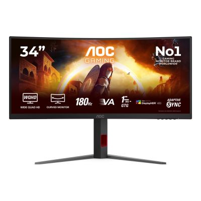 21. AOC G4 CU34G4CAP Computermonitor 86,4 cm (34") 3440 x 1440 px UltraWide Quad HD LCD Schwarz, Rot