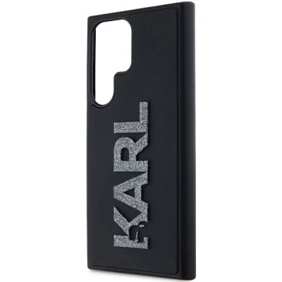 5. Karl Lagerfeld 3D Rubber Glitter Logo Hülle für Samsung Galaxy S23 Ultra – Schwarz