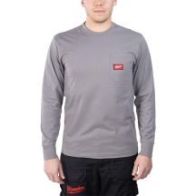 Milwaukee Langarm-T-Shirt mit Tasche – Hellgrau WTLSGR-XL