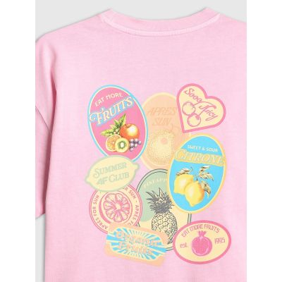 7. Mädchen-T-Shirt mit kastenförmigem Schnitt und Aufdruck 4F 4FJRAW26TTSHF4324-056S