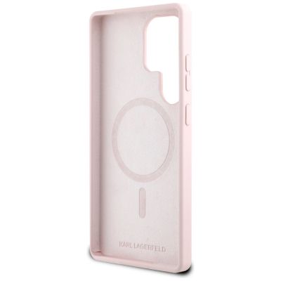 7. Karl Lagerfeld Silikon Double Heads And Circle MagSafe Samsung Galaxy S25 Ultra Hülle rosa