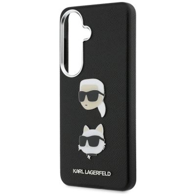 6. Karl Lagerfeld Saffiano Doppelkopf-Metallhülle für Samsung Galaxy S26 - Schwarz