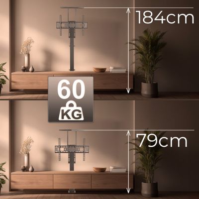 8. MACLEAN Elektrische, ausziehbare TV-Halterung, TUYA, 37''-80'', VESA 600x400, max. 60 kg, MC-866T