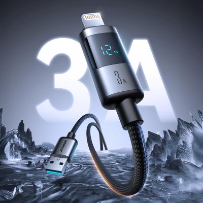 2. Joyroom S-A16 Pro Prism Series 3A USB-A - Lightning Kabel mit Display 1,2 m - Schwarz