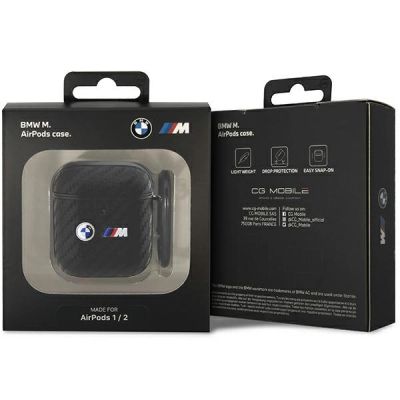 3. BMW BMA2WMPUCA2 AirPods 1/2 Abdeckung schwarz/schwarz Carbon Double Metal Logo