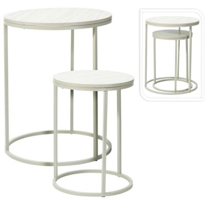 Set aus 2 Couchtischen mit Holzplatte