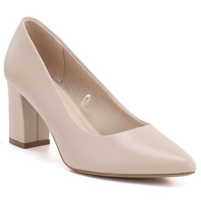 Damenpumps in Creme-Rosa mit Blockabsatz, Sergio Leone PB414