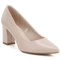 Damenpumps in Creme-Rosa mit Blockabsatz, Sergio Leone PB414