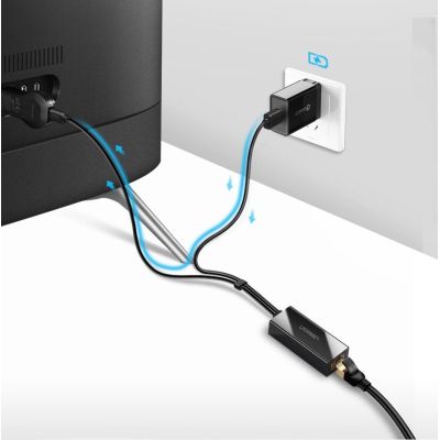 7. Ugreen 30985 Externe Netzwerkkarte für Chromecast mit Micro-USB-/USB-A-Anschlüssen 100 Mbit/s 1 m – Schwarz