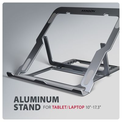 3. Axagon STND-LAG Laptop-Ständer, höhenverstellbar, faltbar, Aluminium Notebook- und Tablet-Ständer Grau 43,9 cm (17,3")
