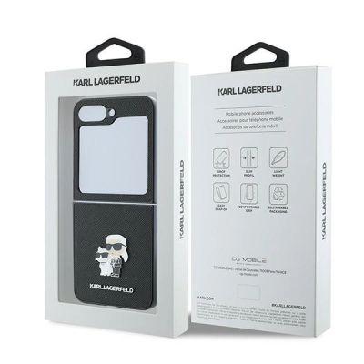 8. Karl Lagerfeld Saffiano Metal Pin Hülle für Samsung Galaxy Z Flip 6 – Schwarz
