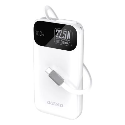 Dudao K31 10000 mAh 22,5 W PD Powerbank mit integriertem Kabel - Weiß