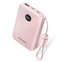 Powerbank Vention 10000 mAh mit 2 USB-C- und 1 USB-A-Anschluss, Display, 22,5 W, rosa