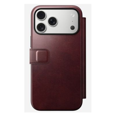4. NOMAD Modern Leather Folio - MagSafe-kompatible Lederhülle für iPhone 17 Pro Max, Horween-Leder (burgunderrot)