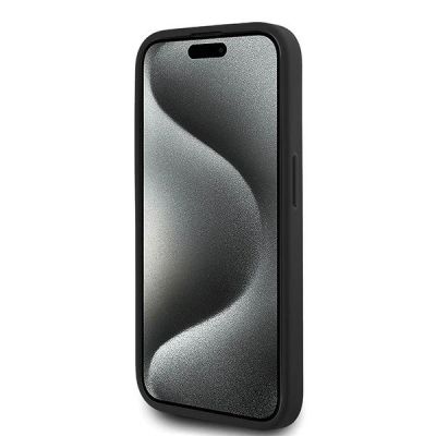 5. Karl Lagerfeld Diagonal Quilted Script Hülle für iPhone 15 Pro – Schwarz