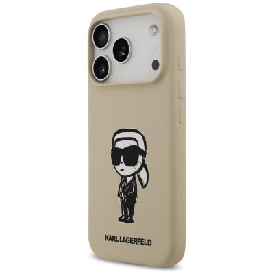 2. Karl Lagerfeld Silikonhülle mit Karl-Skizze und Logo (MagSafe) für iPhone 17 Pro – Braun