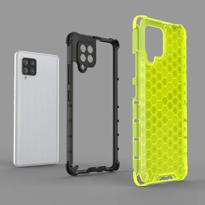 14. Honeycomb Handyhülle Schutzhülle mit TPU Rahmen für Samsung Galaxy A42 5G blau