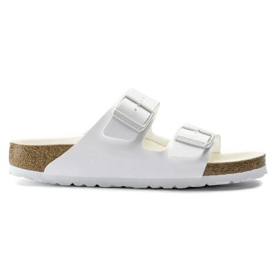 6. Birkenstock Arizona Birko-Flor Regular Damen/Herren Slides für breite Füße für den Sommer, Weiß (1019061)
