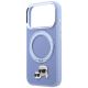 6. Karl Lagerfeld mit Ring Stand 360 Karl & Choupette Köpfe Pin MagSafe Hülle für iPhone 18 Pro / 17 Pro - hellblau