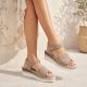 9. Beige Jezzi Keilsandalen aus Leder für Damen, Größe 26SD18-32