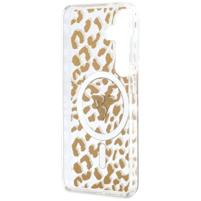 7. Guess IML Leopard Print Dreieckige MagSafe Hülle für Samsung Galaxy S26 - Braun