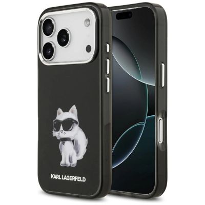 Karl Lagerfeld IML Aquarelle Choupette & Logo MagSafe Hülle für iPhone 17 Pro - Schwarz