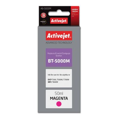 Activejet AB-5000M Tintenflasche (Ersatz für Brother BT-5000M; Supreme; 50 ml; 5000 Seiten, rot)