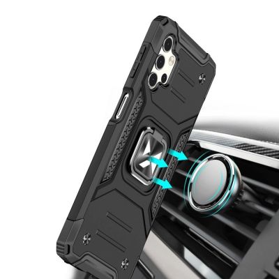 6. Wozinsky Ring Armor Tough Hybrid Case Cover + Magnethalterung für Samsung Galaxy A32 5G schwarz