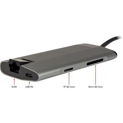 3. Inter-Tech GDC-802 Kabelgebundenes USB 3.2 Gen 1 (3.1 Gen 1) Typ-C-Notebook, Grau
