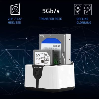 2. QOLTEC DOCKINGSTATION FÜR HDD-/SSD-LAUFWERKE 2.5" 3.5" | SATA III | USB 3.0 | SUPER SPEED 5GB/S | MIT OFFLINE-KLONFUNKTION