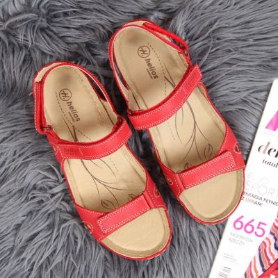 6. Rote Ledersandalen mit Klettverschluss W Helios 205