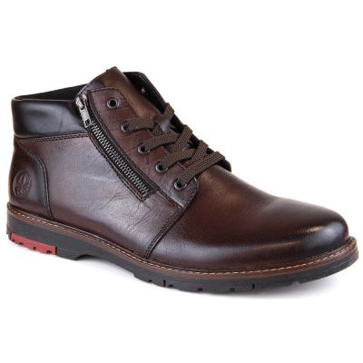 34. Rieker M RKR625 bequeme Lederstiefelette mit Wollfutter, braun