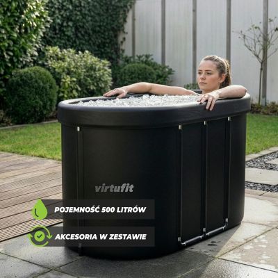 6. VIRTUFIT Ovales Eisbad 500 Liter Anthrazit mit Zubehör