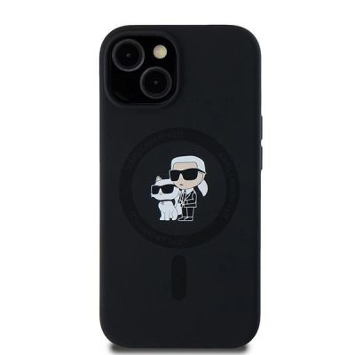 3. Karl Lagerfeld Silikon Karl&Choupette MagSafe Hülle für iPhone 15 Plus / 14 Plus – Schwarz