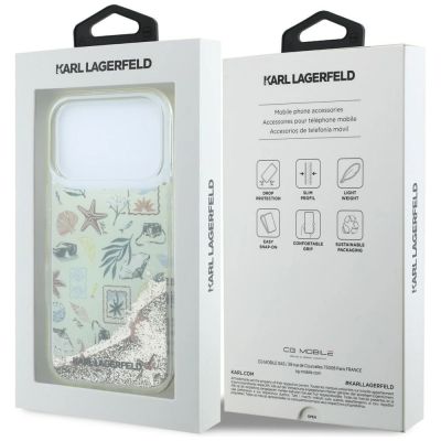 8. Karl Lagerfeld Liquid Glitter Strand- und Sandhülle für iPhone 17 Pro / 18 Pro – Beige