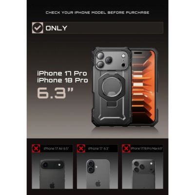 6. Supcase Grip Pro Mag MagSafe Hülle für iPhone 18 Pro / 17 Pro - Schwarz