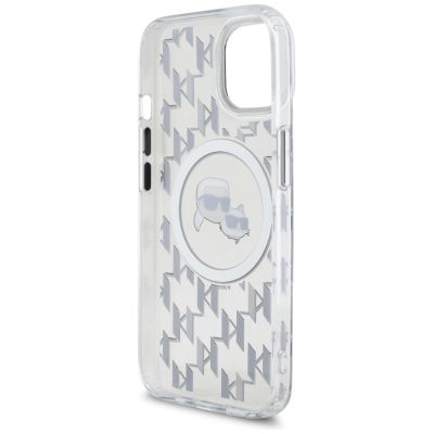 7. Karl Lagerfeld IML Monogram Karl & Choupette Head MagSafe-Hülle für iPhone 15 – transparent