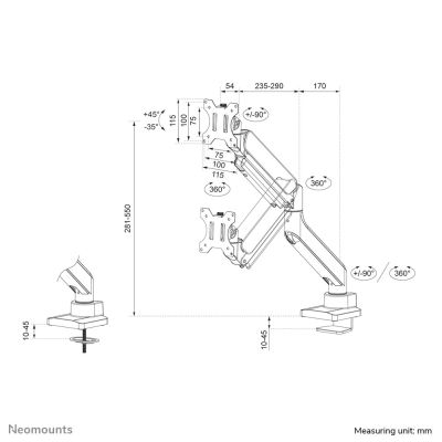 16. Neomounts DS70-450BL1 Monitorhalterung/Ständer 106,7 cm (42") Schreibtisch Schwarz