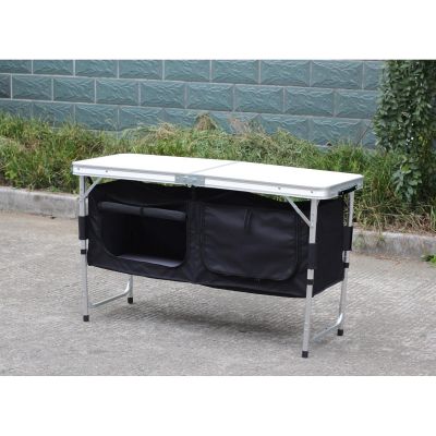 18. Klappbarer Campingtisch 120 x 47 x 70/62/54 cm mit Kleiderschrank 33 x 30 x 36 cm
