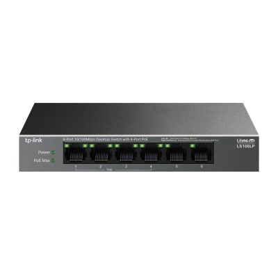 TP-Link LiteWave LS106LP Netzwerkkarte, unmanaged Fast Ethernet (10/100) mit PoE-Unterstützung, Schwarz