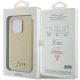 8. Guess Glitter Glossy Script Hülle für iPhone 15 Pro – Gold