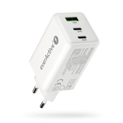 5. EVERACTIVE GAN Wandladegerät 1 x USB, 2 x USB-C Schnellladefunktion 4+ 65W Weiß SC-655Q
