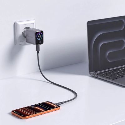 6. Tech-Protect PowerVision NC45W-GaN 1-Port PD 45W Wandladegerät – Dunkelgrau