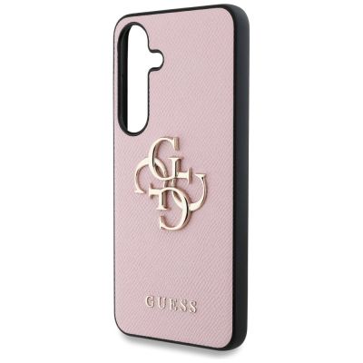 6. Guess Grained Big 4G Logo Small Classic Logo Hülle für Samsung Galaxy S25 rosa