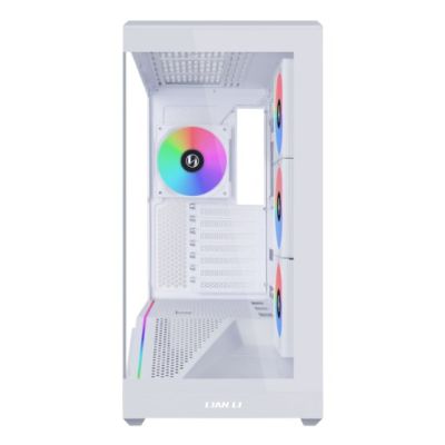 6. Lian Li Vector V100 PC-Gehäuse, Midi-Tower, ATX, RGB, gehärtetes Glas – Weiß