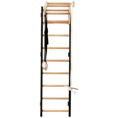 GYMNASTIK-Sprossenwand BENCHK mit verstellbarer Klimmzugstange aus Buchenholz und Gymnastikzubehör 711B A076