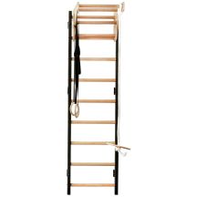 GYMNASTIK-Sprossenwand BENCHK mit verstellbarer Klimmzugstange aus Buchenholz und Gymnastikzubehör 711B A076
