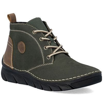7. Gefütterte grüne Damen-Ankle-Boots aus Leder von Rieker (Modell 55036-54)