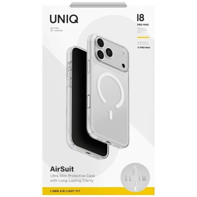 6. Uniq Airsuit Magclick Ladehülle für iPhone 18 Pro Max / 17 Pro Max – Transparent