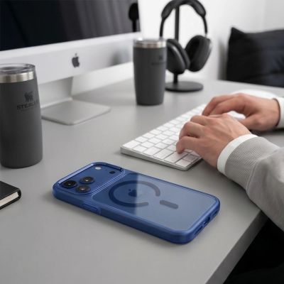 5. Tech-Protect Magmat Magsafe CC Hülle für iPhone 17 Pro Max / 18 Pro Max – Transparentes Marineblau
